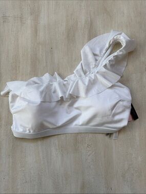 Victoria's Secret White One-Shoulder Ruffle Bikini Top